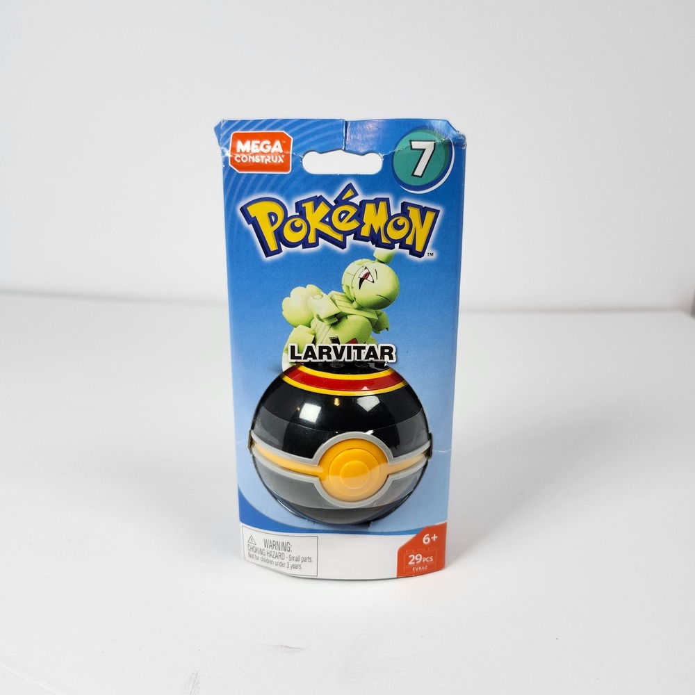 Mega Construx Pokemon Larvitar Series 7 Building Set 29 Pcs Luxury‎ Ball FVK62